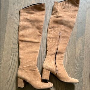 Saint Laurent Beige Suede Boots – EU 37.5 / US 7, 2.5” Heel Fall/Winter